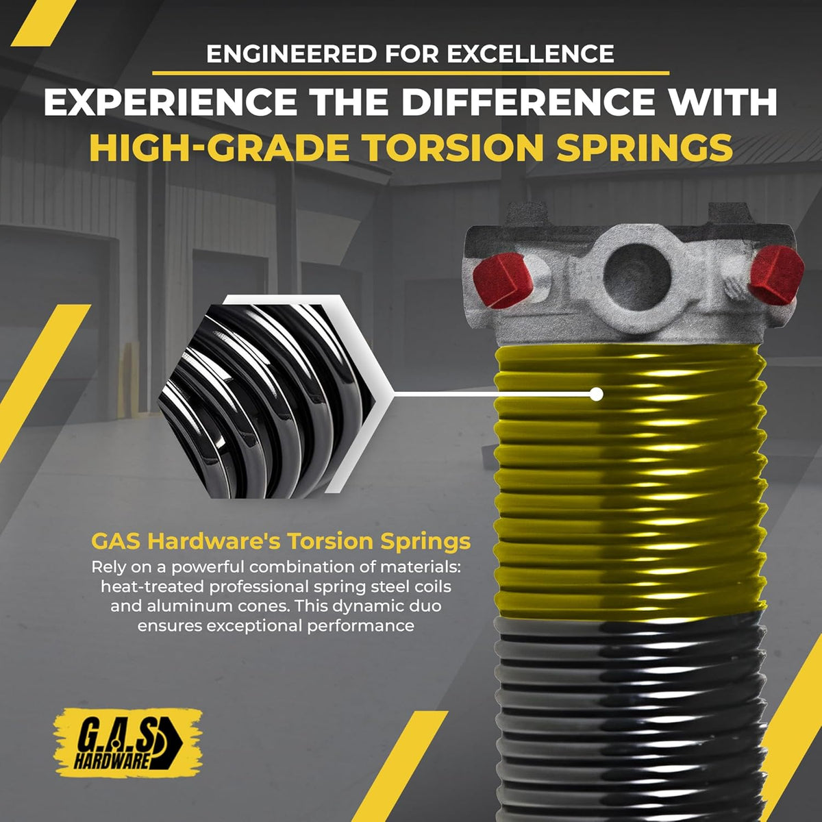 Garage Door Torsion Spring 250x2x34 Torsion Springs for Garage Door Repair Left Hand Wound Replacement for Right Side of Garage Door with 1" Steel Bearing, Gloves, Manual and Winding Bars (Black Cone)