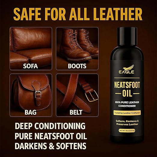 100% Pure Neatsfoot Oil – 250 mL Leather Conditioner & Restorer | Softens, Preserves & Protects Saddles, Boots, Bags & Leather Gear | Deep Conditioning Formula