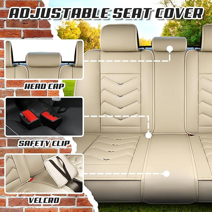 Car Seat Covers for VW Eos 2007-2016, Premium Nappa Leather Car Seat Cover, Stylish Sport Seat Covers， Automobile Seat Cover Sets.(Luxury 2 Seats/Beige)