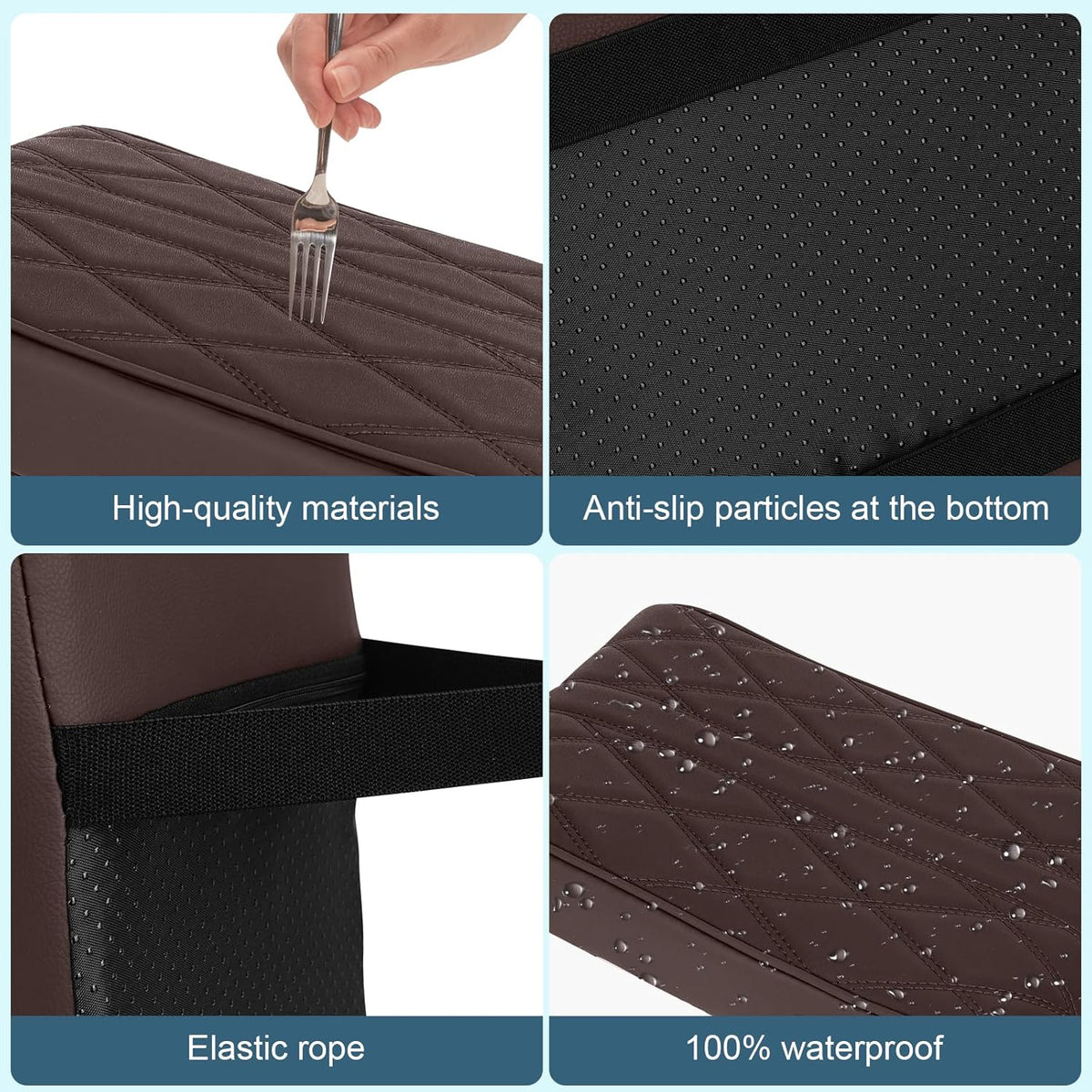 Memory Foam Car Armrest Cushion - Premium Leather Armrest Cover for Car, Comfortable Protection, Universal Fit Center Console Cover for Car, SUV, Sedan, Easy Installation (Brown)