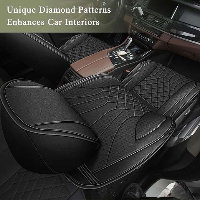 Car Seat Covers Front Pair for Toyota Prius 2003-2015: Breathable Perforated Leather Seat Cover (Black)
