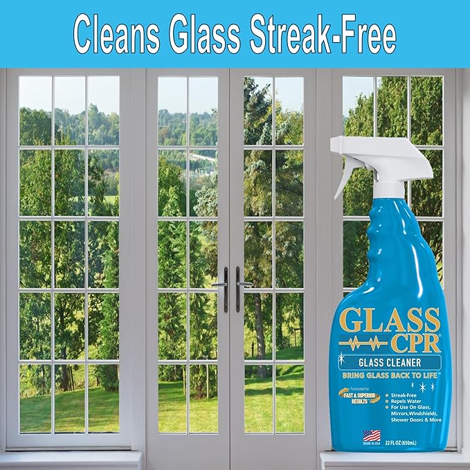 Glass CPR 2-in-1 Glass Cleaner & Water Repellent (22oz) | Deep Cleaning for Glass, Mirrors, Windows, Windshields, Shower Doors