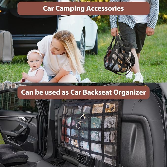 Kaskawise Upgrade Car Ceiling Cargo Net Pocket,31.5"x21.6" Double-Layer Car Roof Storage Organizer,Overhead Net for Truck,SUV & Van Camping,Travel Road Trips,Van Life Essentials