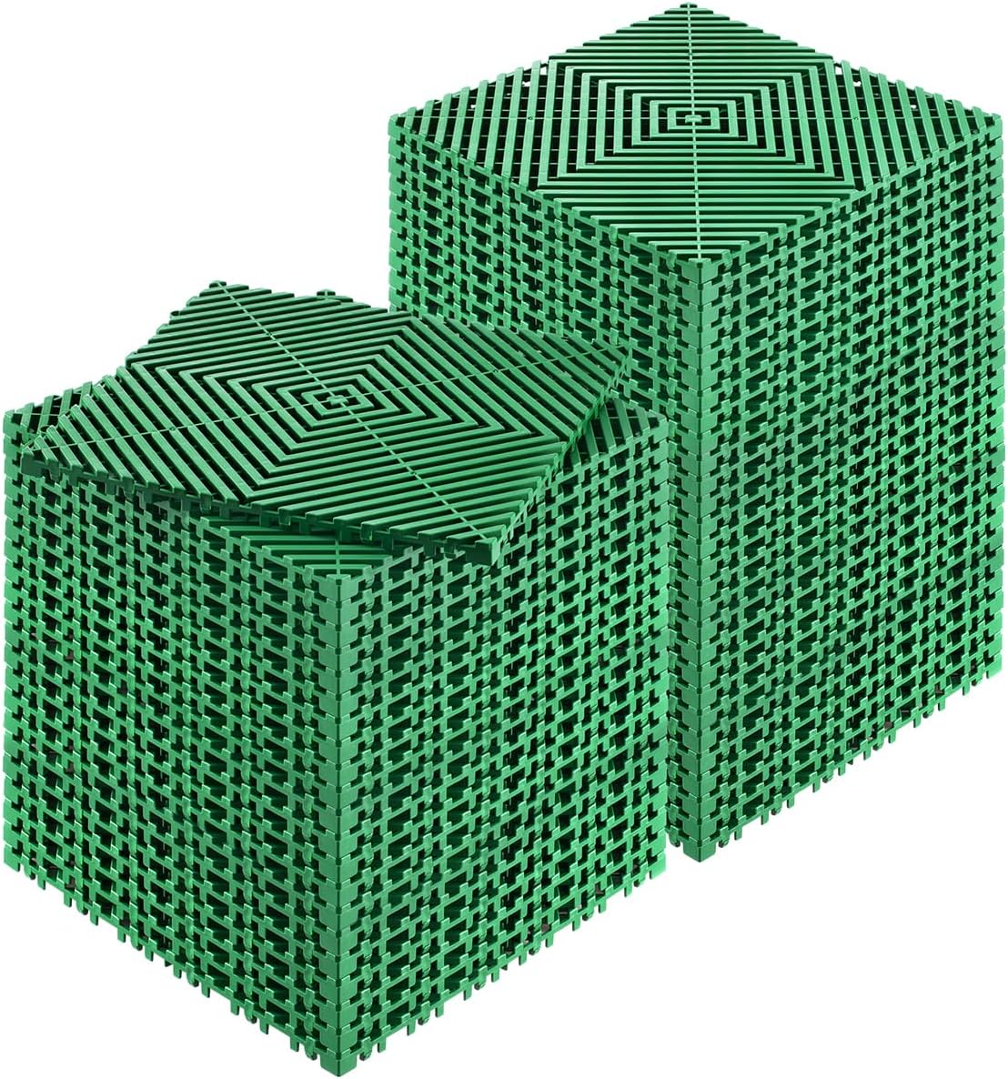 VEVOR Interlocking Drainage Mat, 50 Pcs Modular Interlocking Cushion, 12” x 12” Splicing Drainage Mats, Non-Slip Green PP Drainage Floor Tile and Shower Mat, for Garage, Garden, Kitchen & Outdoor