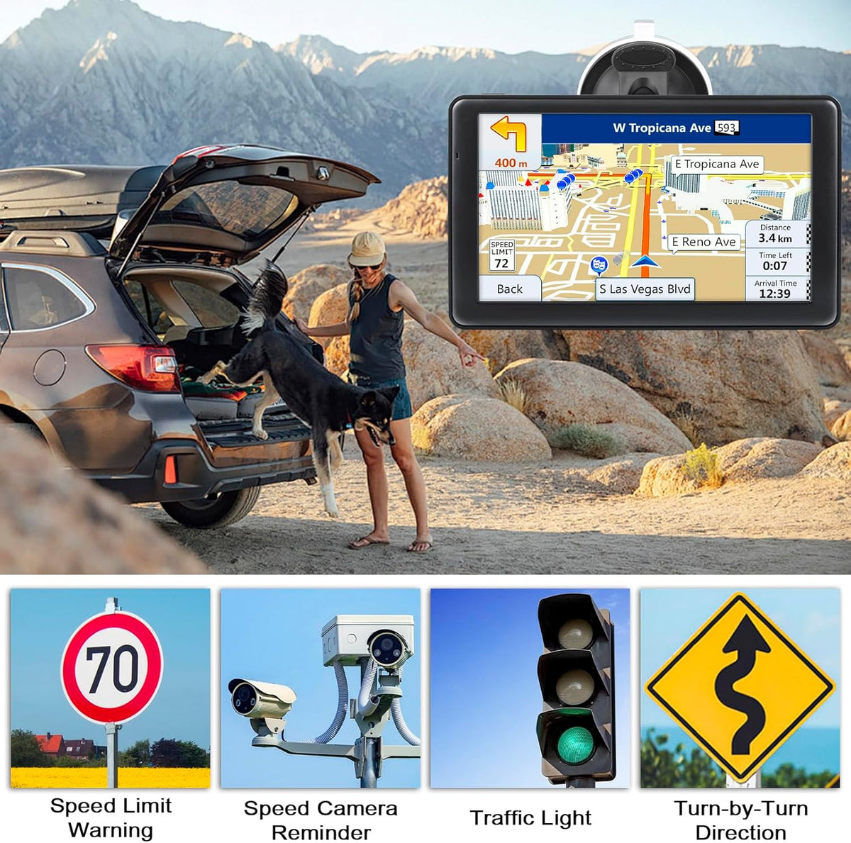 GPS Navigator for Car Truck, GPS Commercial Drivers 2025 Trucker GPS for Semi Truck with 7 in GPS Navigation Systems(Map Free Lifetime Updates), Voice Assist, Speed Limit Warnings