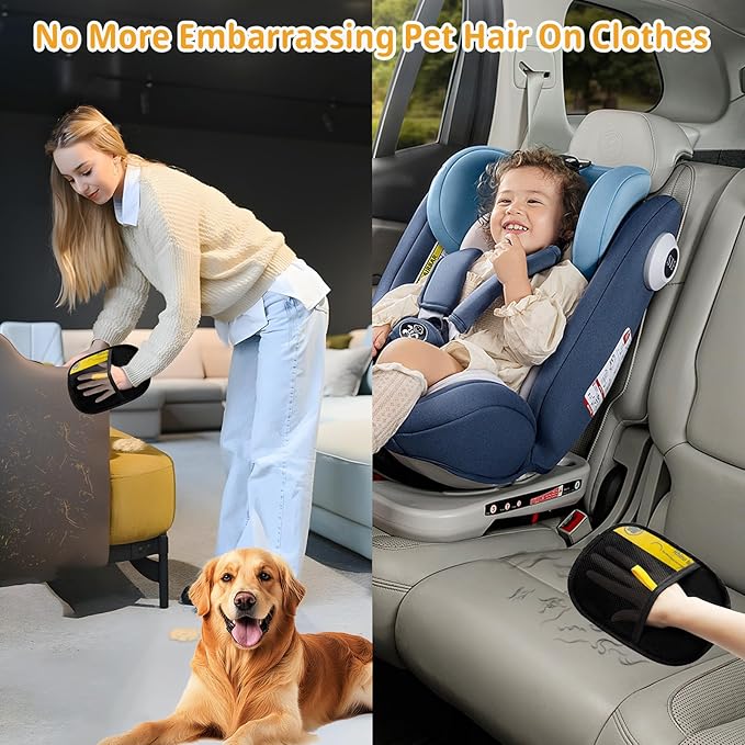 Electrostatic Pet Hair Removal Glove - Reusable, Washable Mitt for Furniture, Carpet, Car Seat & Clothing - Efficient Cat & Dog Hair Remover