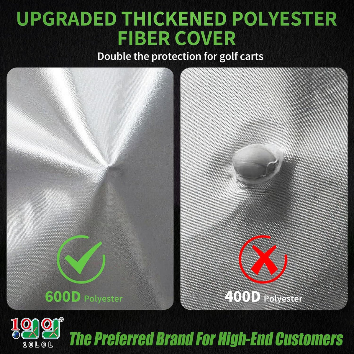 10L0L Heavy Duty Golf Cart Cover for 2/4 Passengers EZGO, Club Car and Yamaha, All Weather Outdoor Protection Weatherproof