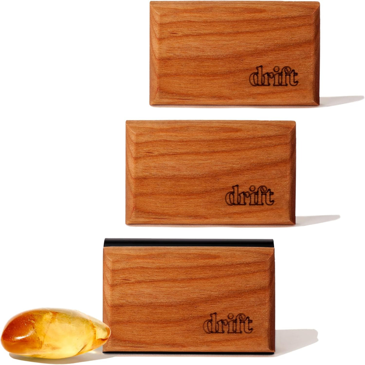 Drift Car Air Freshener Starter Kit - Wooden Deodorizer - Vehicle Odor Remover - Auto Scent Diffuser - Long-Lasting Car Freshening - Amber 3 Pack - CLIP INCLUDED