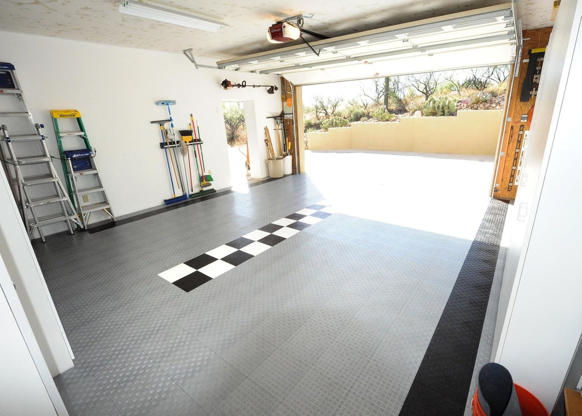 GarageTrac Diamond, Durable Interlocking Modular Garage Flooring Tile (12 Pack), Graphite