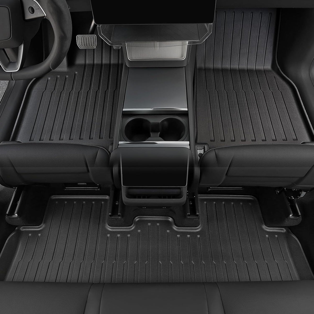 Floor Mats Set for 2025 2026 Tesla Model Y Juniper Accessories, Full Coverage All Weather Floor Mats Cargo Mat with Backrest Protectors