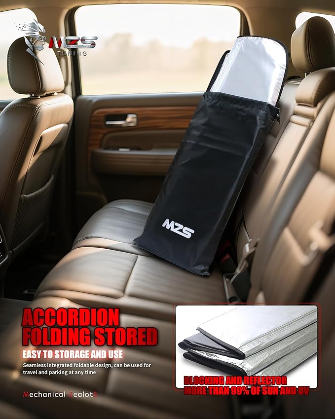 MZS Windshield Sun Shade Compatible with Camry 2018-2025, Foldable Car Front Window Sunshade with Storage Pouch, Sun Visor Shield Accessories for Interior Protector
