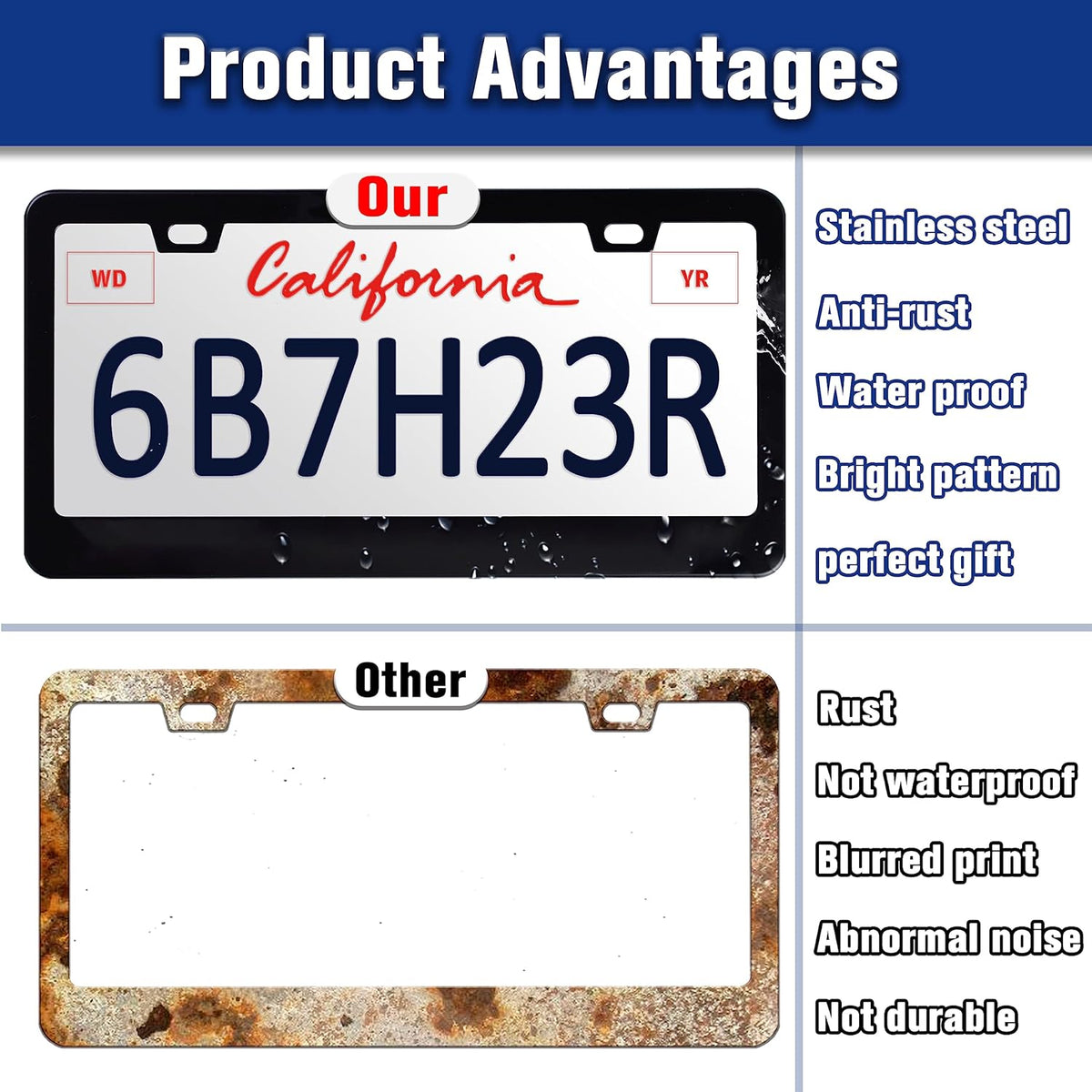 I'm Not Lost I'm Exploring License Plate Frame Adventure Forest License Plate Holders Funny Stainless Steel Auto Accessory Bracket 2 Hole with Screws Universal Us Car License Plate Frames 6x12 Inch