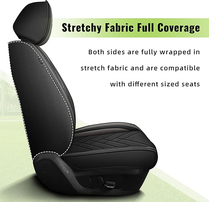 AOMSAZTO Car Seat Cover for Chevrolet Chevy Trax 2024 2025 2026 Front Set, Leather Car Seat Protector Waterproof, Non Slip Car Seat Cushion, Interior Seat Covers Automotive Accessories - Black&Grey
