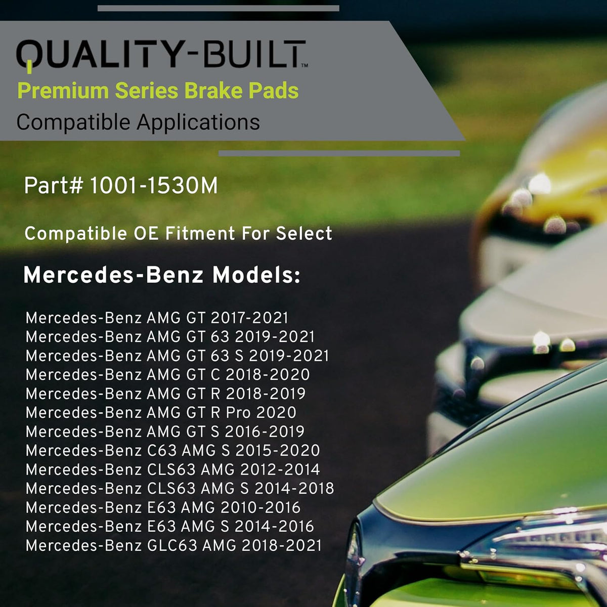 Premium Semi-Metallic Front Brake Pads (1001-1530M) Compatible with 2010-2021 Mercedes-Benz (AMG GT/AMG GT 63/AMG GT 63 S/AMG GT C/AMG GT R/AMG GT S/C63 AMG S/CLS63 AMG & More)