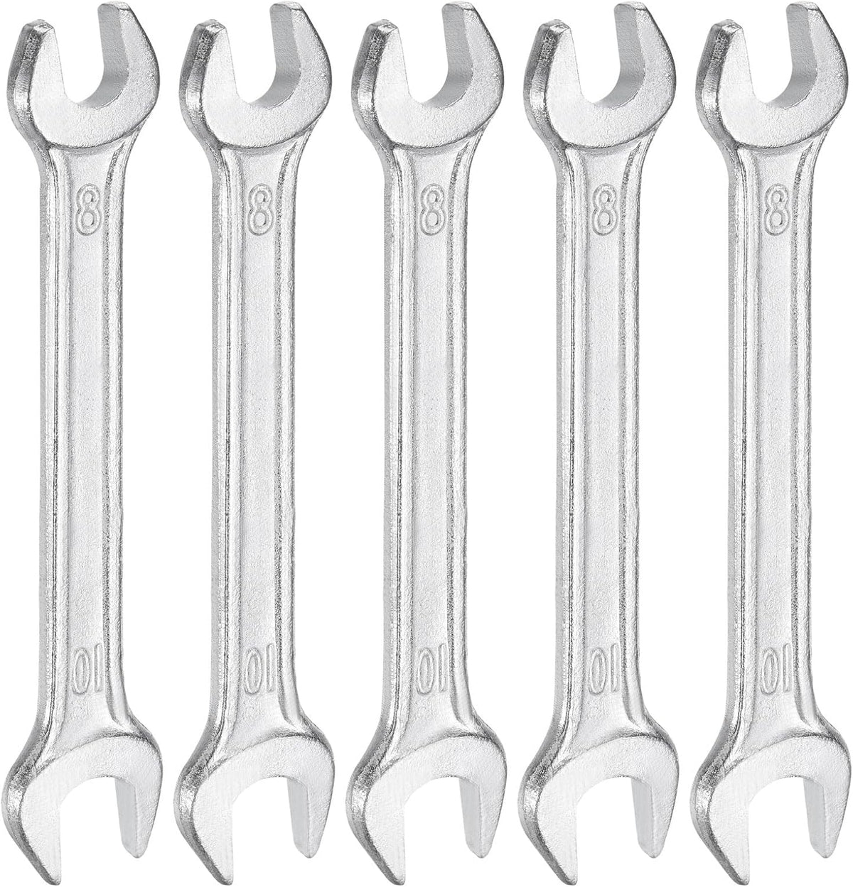 HARFINGTON 5pcs Double Open End Wrench 8mm x 10mm Metric 15 Degree Offset Angle Small Flat Head Wrench Galvanizing Open Ended Spanner for Automotive Repair Furniture Assembly