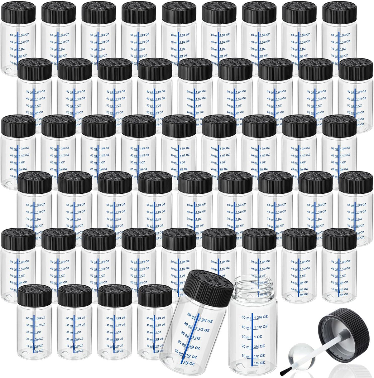 Mumufy 60 Pcs Touch up Paint Bottles with Brush and Lid Empty Touch up Bottle with Mixing Balls 2 oz Fluid Capacity Leftover Paint Container for Car Scratches Repair (Clear)