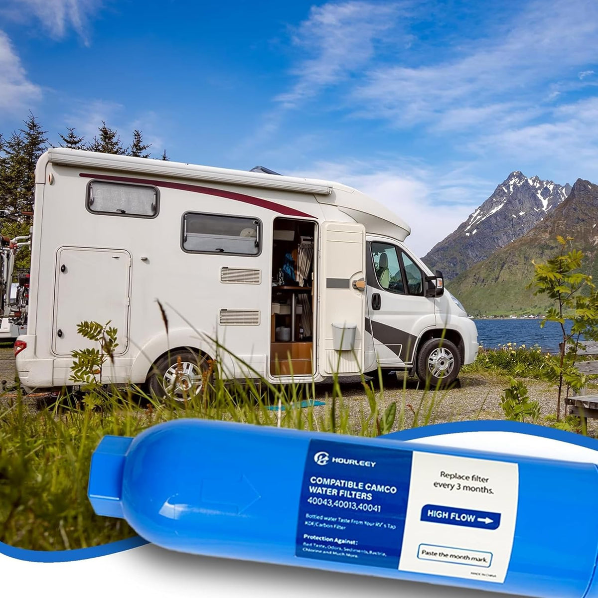 Hourleey 2 Pack RV Inline Water Filter, Reduce Bad Taste, Odors, Rust, Fluoride, Chlorine and Sediment in Drinking Water, Dedicated for RVs Campers