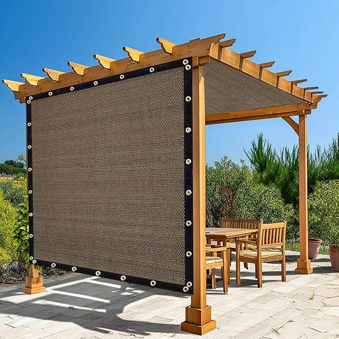 Amagenix 90% Shade Fabric 12'X 16' Mocha Sun Shade Cloth with Grommets for Pergola Replacement Shade Cover Canopy, Heavy Duty, Cable Zip Ties Included (We Customized)