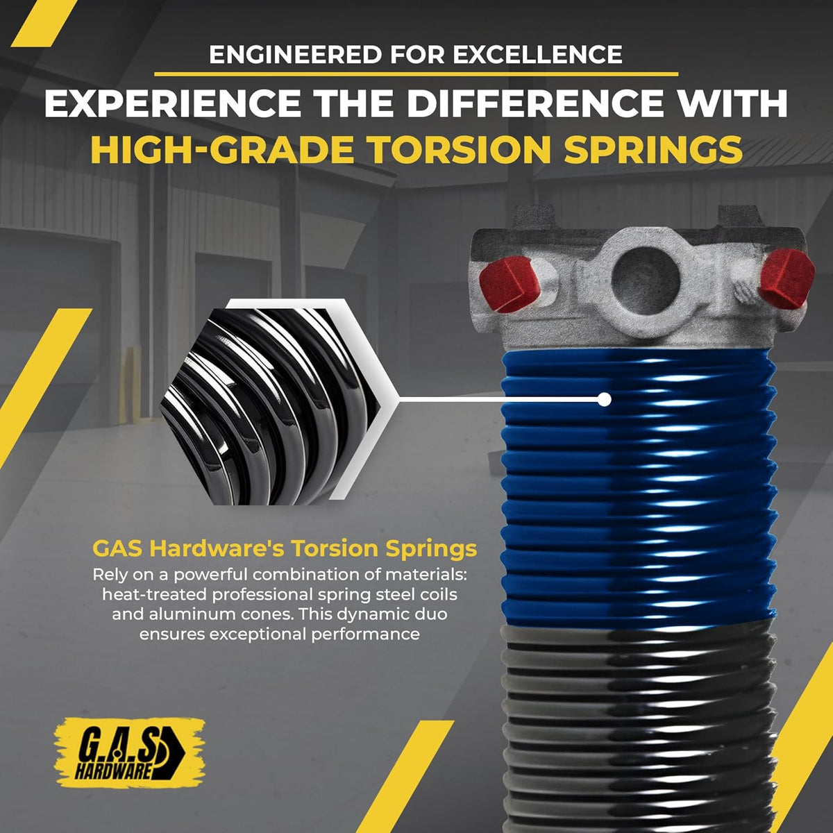 Garage Door Torsion Spring 283x2x37 Torsion Springs for Left Side of Garage Door with 1" Steel Bearing, Gloves, and Winding Bars Precision E-Coating 5-Year Warranty Minimum 30,000 Cycles (Red Cone)