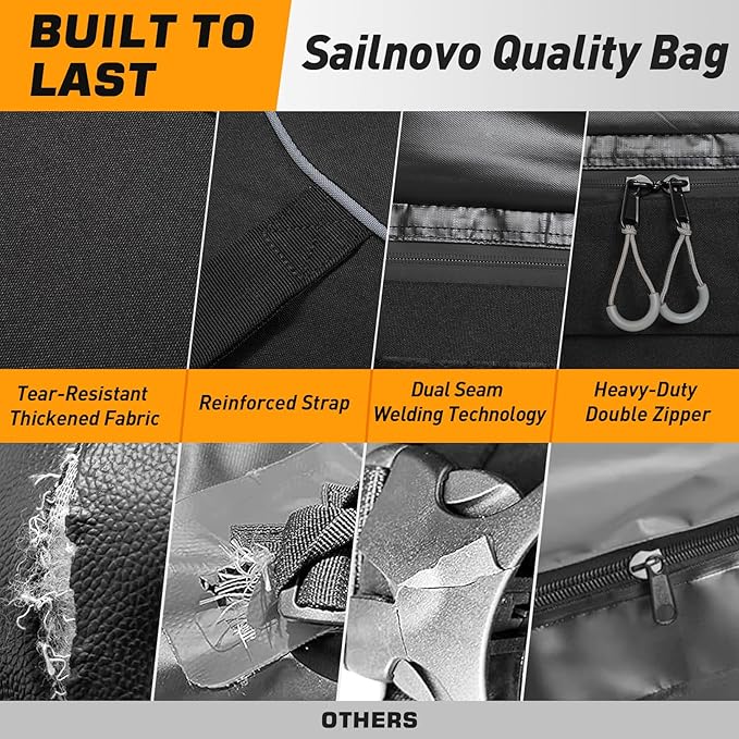Sailnovo Rooftop Cargo Carrier, 20 Cubic Feet Waterproof Vehicle Soft-Shell Carriers for Cars with/Without Luggage Rack, Roof Rack Cargo Carrier Includes 6 Door Hooks, Reinforced Strap