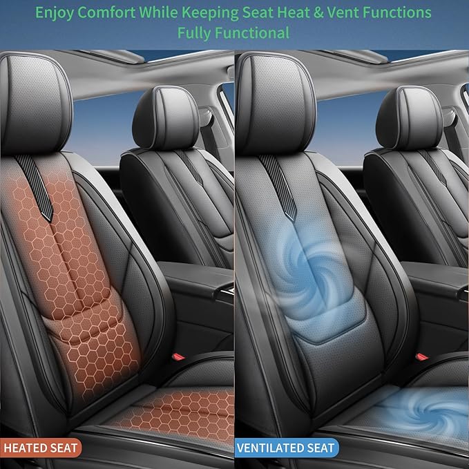 Fit Venza Car Seat Covers for Toyota Venza 2009-2024 2025 2026 -Upgraded Premium Waterproof & Breathable Leather,Airbag Compatible,All-Weather Seat Cushion Protector,Full Set,Black