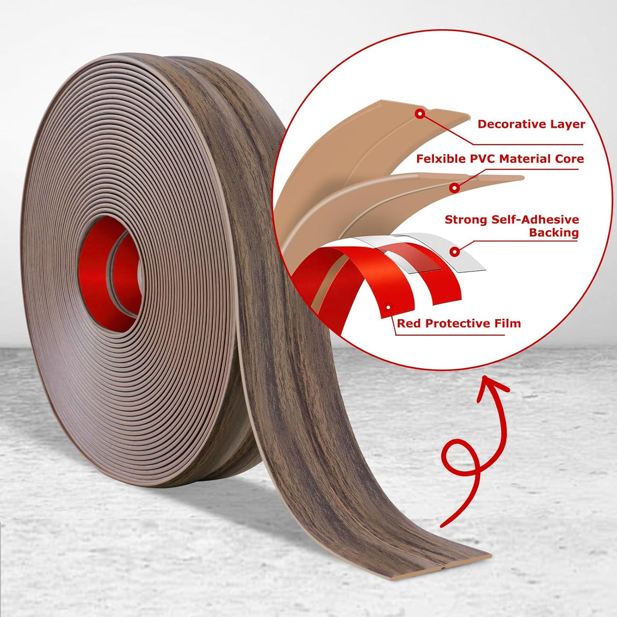 Flexible Wall Corner Protector Moulding Trim Peel and Stick Wall Corner Guards Edge Protector Self Adhesive Molding Trim Strip for Edge Ceiling (Smoked Brown Wood Grain, 1.6 in x 40 Ft)