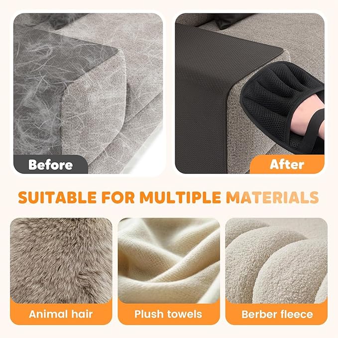 Pet Hair Removal Glove | Electrostatic Reusable Cat & Dog Magic Brush Hair Remover Tool for Furniture, Carpet, Couch | Upgraded 5-Finger Design | Gentle Grooming Tool for Pets(Eco-Friendly) (2 PCS)