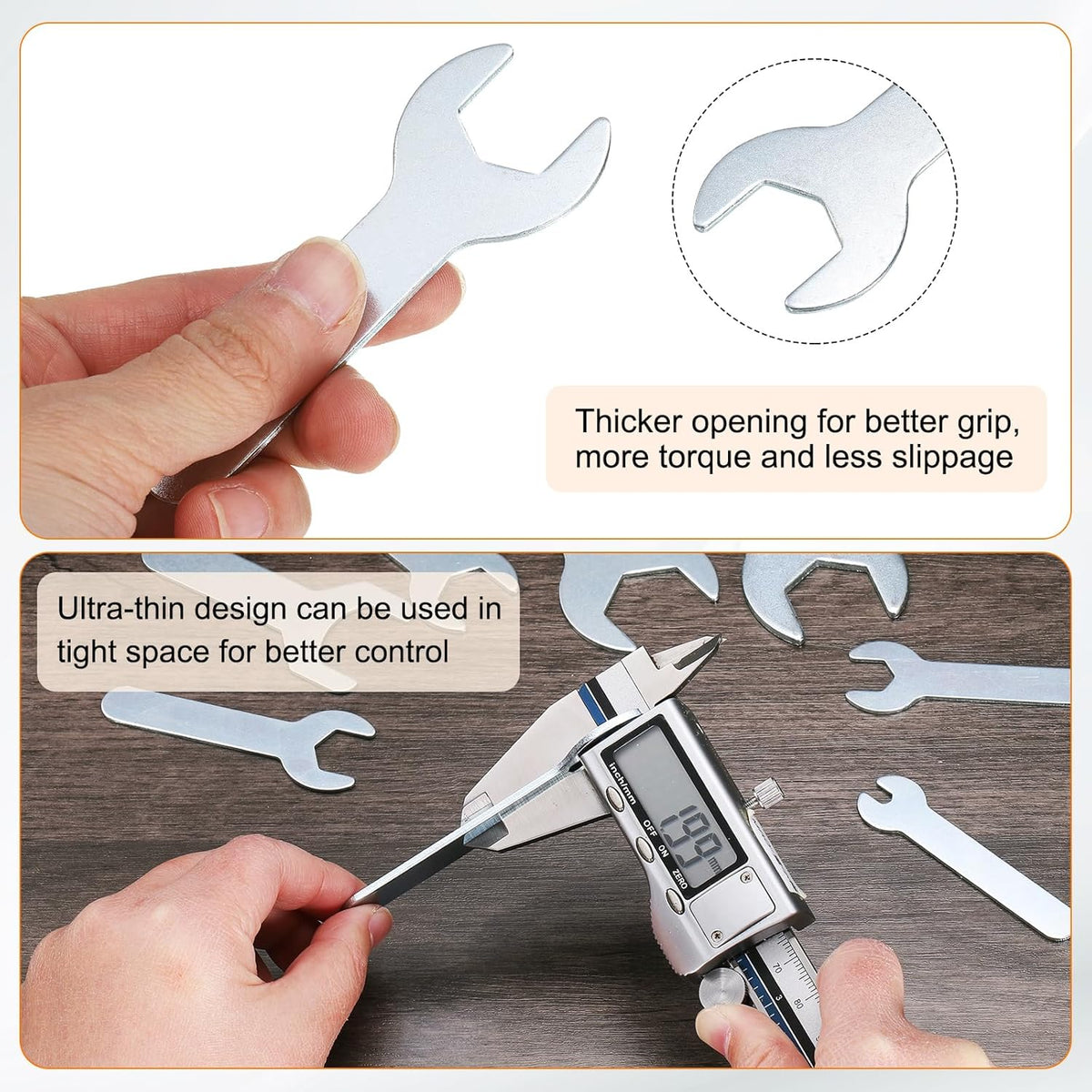 HARFINGTON 10pcs Small Wrench Open End Wrench 18x92x2mm Metric U-Shaped Single Open Ended Spanner Super Thin Small Flat Head Galvanizing Wrench for Automotive Repair Furniture Assembly