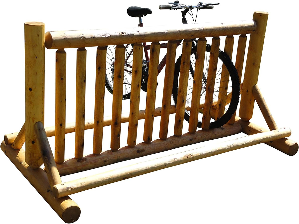 13-Place Bike Log Rack, Outdoor Bike Stand, Freestanding Commercial Bicycle Storage Racks, Standing Rack for Bikes, Bicycle Parking Floor Stand, Ebike Racks, Fat Tire Bikes for Men - Natural