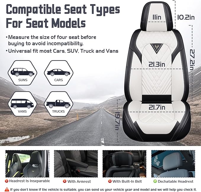 Truck Seat Covers for Ram 3500 2009-2026, Waterproof Premium Leather Full Coverage Car Seat Cover, Muscle Sport Style Auto Interior Seat Cover Sets (Front Set/Black White)