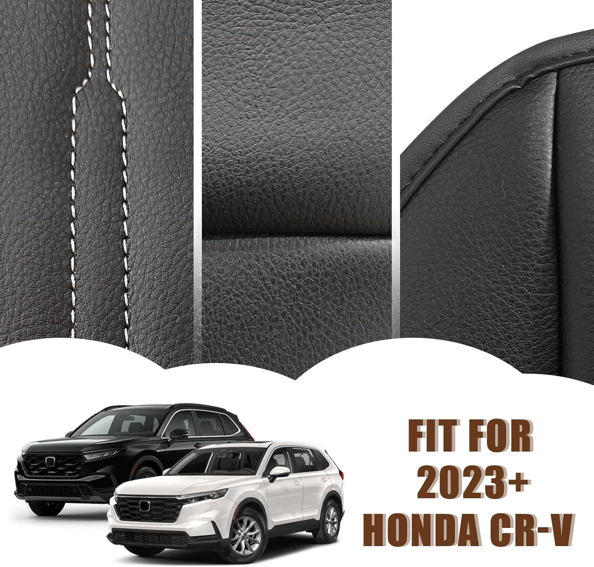 Muslogy Center Console Cover Compatible with 23 24 2025 2026 Honda CR-V Accessories CRV Hybrid LX EX EX-L Sport Touring Armrest Cover Lid Cushion Protector Vegan Leather Extra Soft(Black/White Trim)