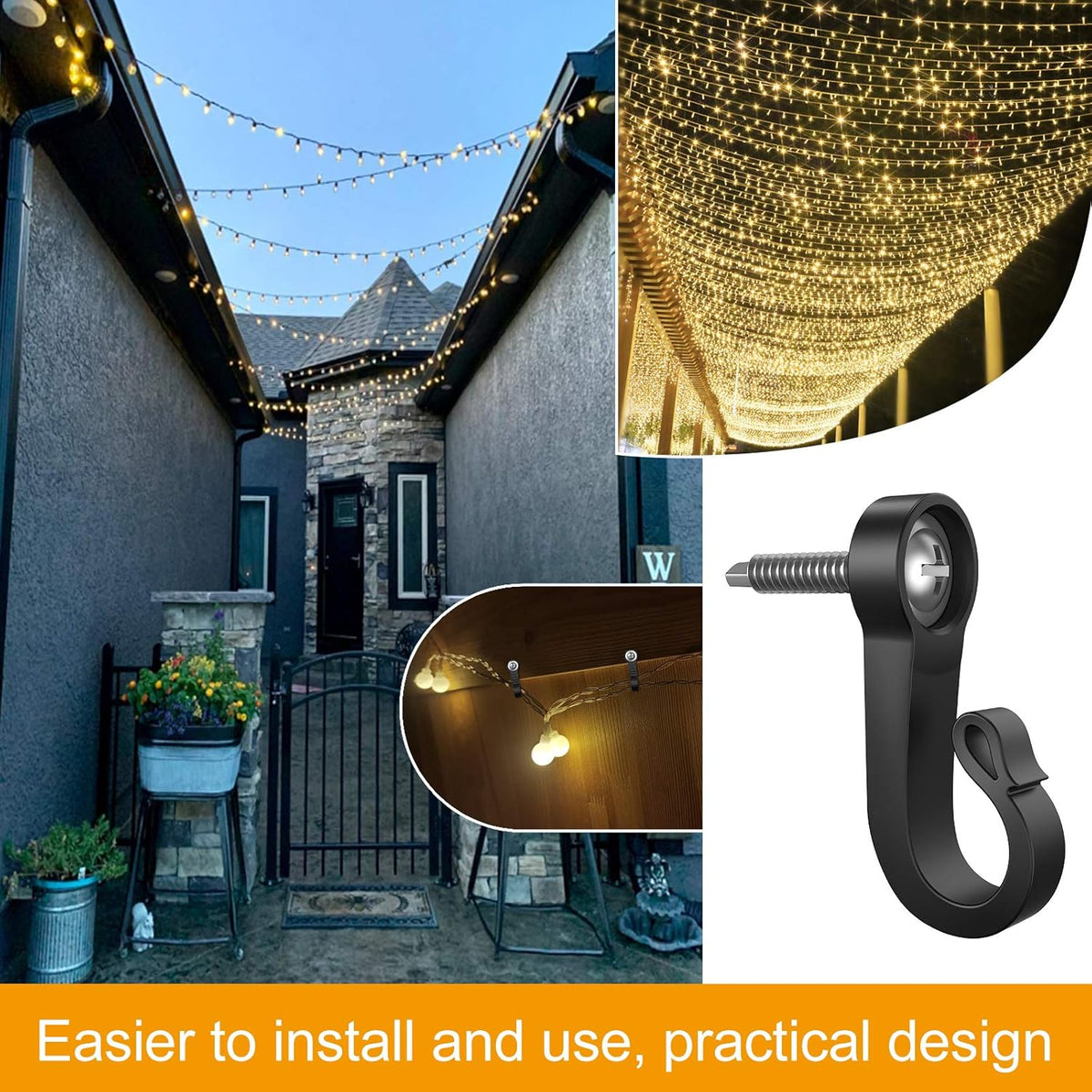 28-Pack Q-Hanger Hook for Indoor and Outdoor Christmas Lights, Garage, New Year Party - Home String Light Hangers With Screw