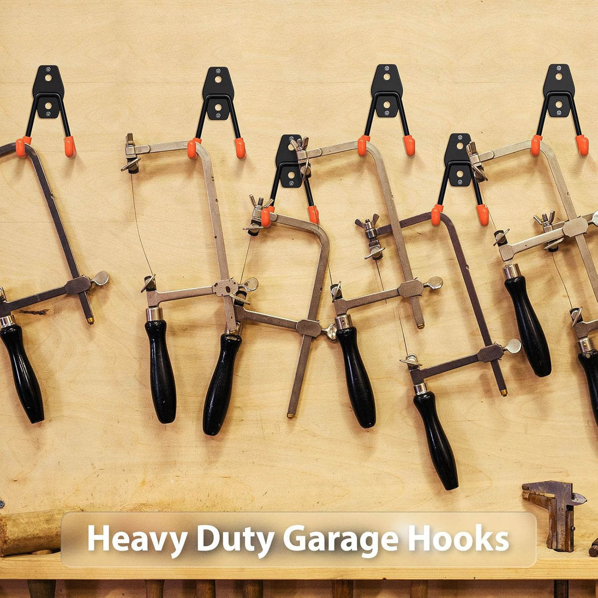8 Pack 4.5x2.75 Inch Utility Steel Wall Mount Heavy Duty Garage Hooks with Anti-Slip Coating,Storage More Yard,Garden and Power Tools and for Hanging Hose,Ladder and Bike