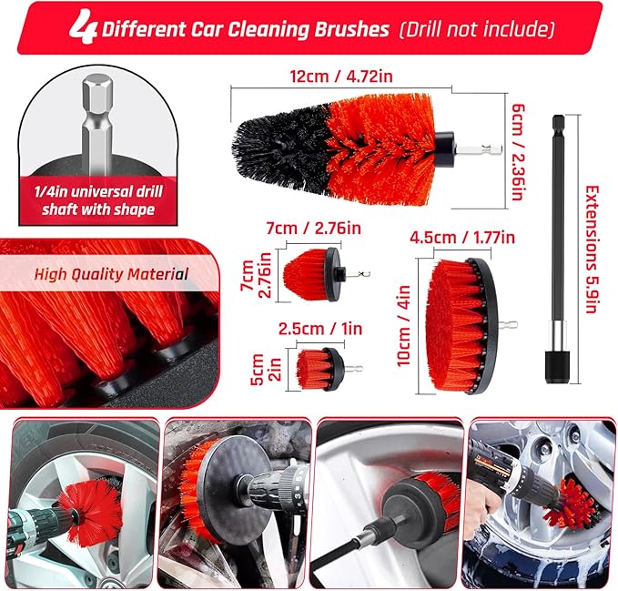 55PCS Car Detailing Kit Interior Cleaner with High Power Handheld Vacuum, Car Detailing Brush Set, Car Cleaning Kit, Drill Brush Set, Car Cleaning Tools Brushes for Interior, Exterior, Wheels