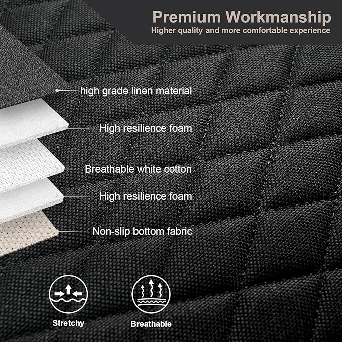 West Llama Linen Car Seat Covers,Bottom Seat Covers for Cars Include 1 Rear Bench Cover Universal Fits 90% Vehicles,SUVs,Cars,Sedans,Black