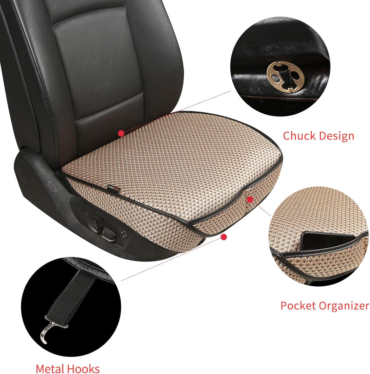 Auto Newer Breathable Universal Four Seasons Car Seat Covers, Luxury Car Seat Cushion，Protectors for Front Seat Bottoms,Compatible with 95% Vehicles， Fit for Cars Truck SUV (Gold Beige,2PCS)