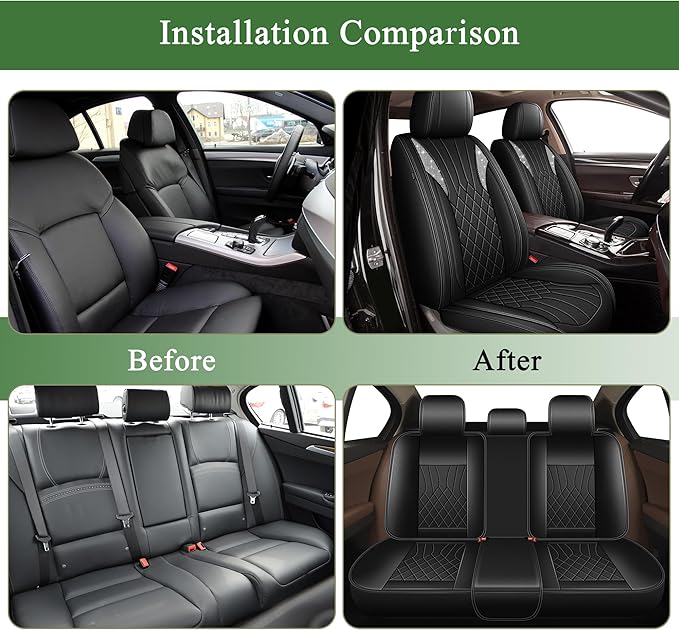 Bling Diamond Embroidered Seat Covers for Subaru Crosstrek 2016-2025 2026, Full Set 5 Seats, Sparkle Rhinestone Breathable Perforated Faux Leather Car Seat Covers for Women (Black)