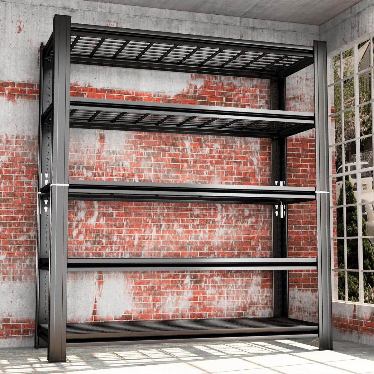Garage Shelving, Heavy Duty 5-Tier Wire Shelving Unit, 72" H x 48" W x 24" D, 2500 lbs Load Capacity Storage Shelves, Adjustable Metal Shelves for Garage, Kitchen, and Pantry Storage