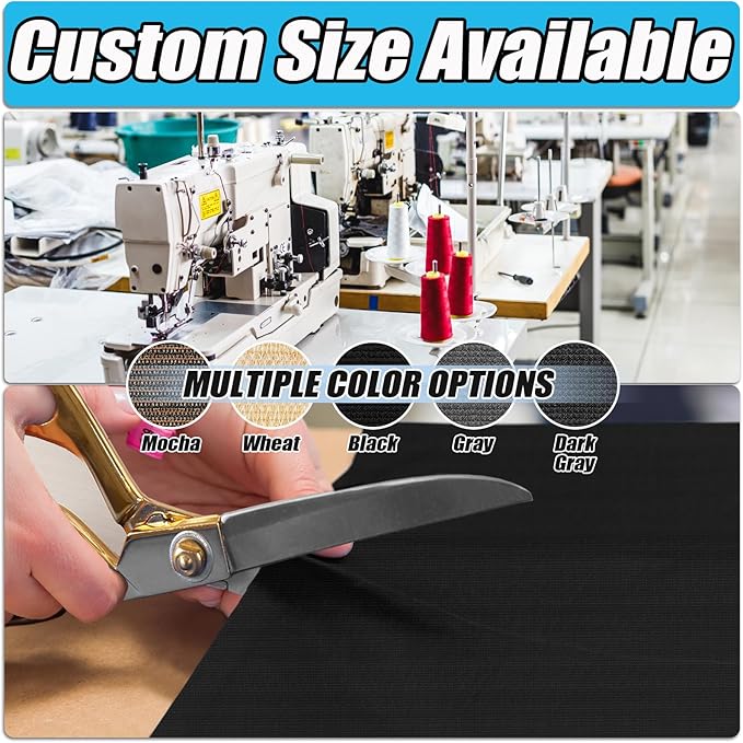 Amagenix 90% Shade Fabric 9'X 17' Black Sun Shade Cloth with Grommets for Pergola Replacement Shade Cover Canopy, Heavy Duty, Cable Zip Ties Included (We Customized)