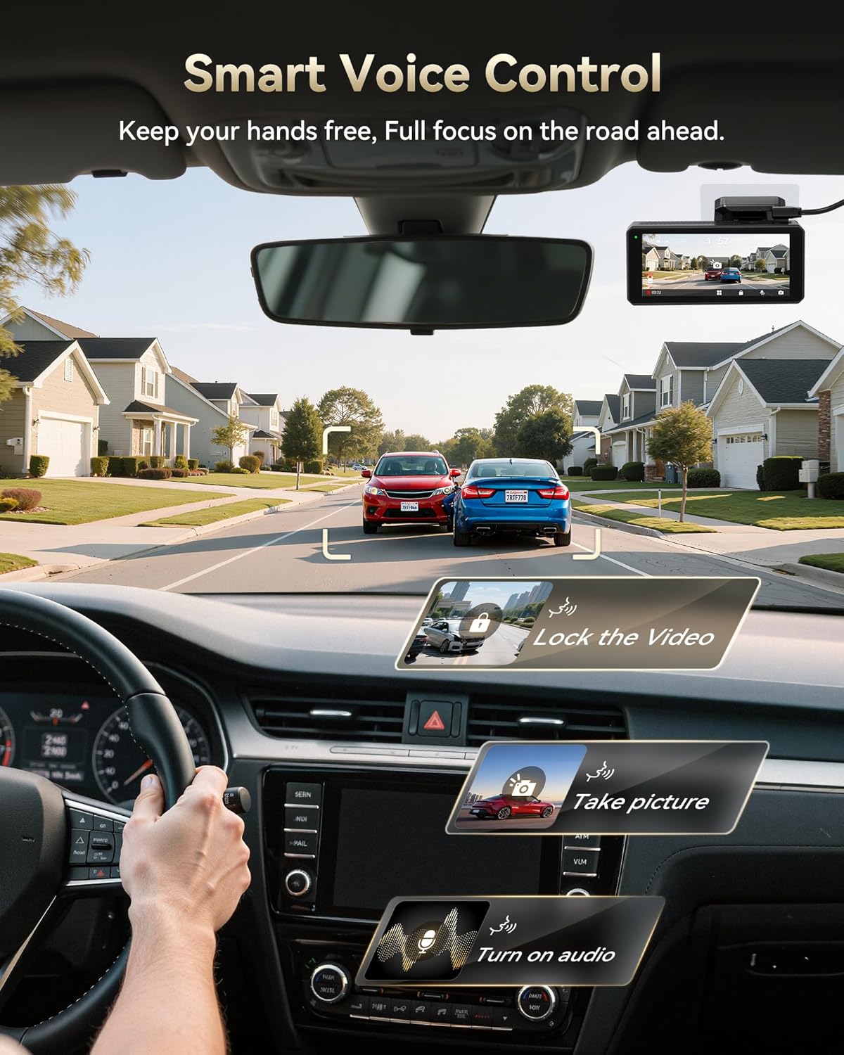 REDTIGER F77 4K+4K Dash Cam Front and Rear, Dual STARVIS 2 IMX678 HDR, Built-in 128GB eMMC, Voice Control Dash Camera for Cars with 5.8GHz WiFi, 4'' Touch Screen, GPS, Night Vision, 24H Parking Mode