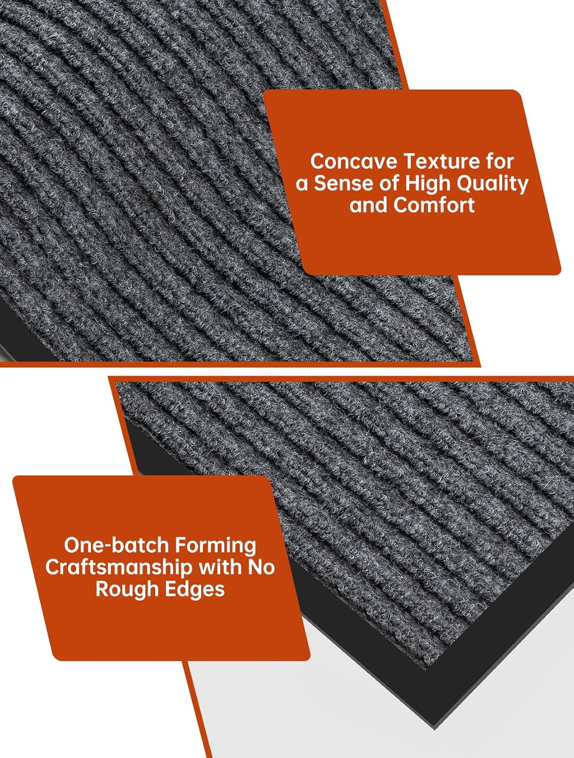 Urban Vista 3' x 10' Commercial Grade Striped Brush Step Entrance Mat, Vinyl Backing, Heavy Duty Indoor Outdoor Door Mat