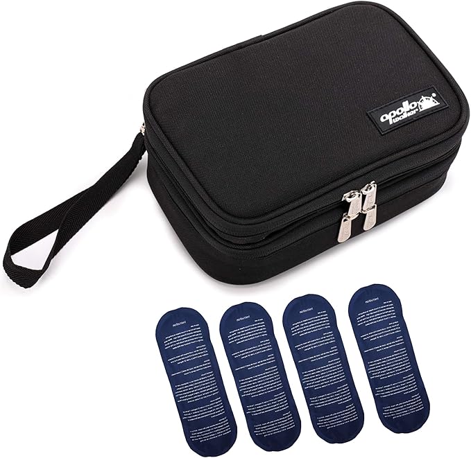 Apollo Walker Insulin Cooler Travel Case Diabetic Medication Cooler with Ice Packs and Insulation Liner TSA Approved