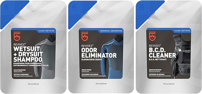 GEAR AID Wetsuit Shampoo and BCD Cleaner for Neoprene and Scuba Equipment, Removes Salt, and Residue, Deluxe Kit
