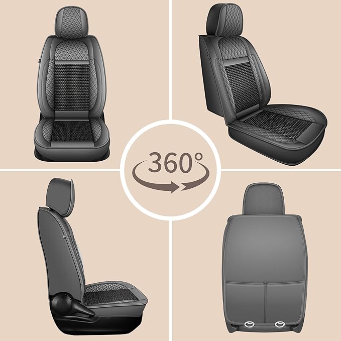 TTX LIGHTING for Hyundai Santa Cruz 2022-2026 Car Seat Covers, Breathable Ice Silk & Leather Seat Protector, Cool & Anti-Sweat for Long Driving, Airbag Compatible, 2 Front Seats (Black&Gray)