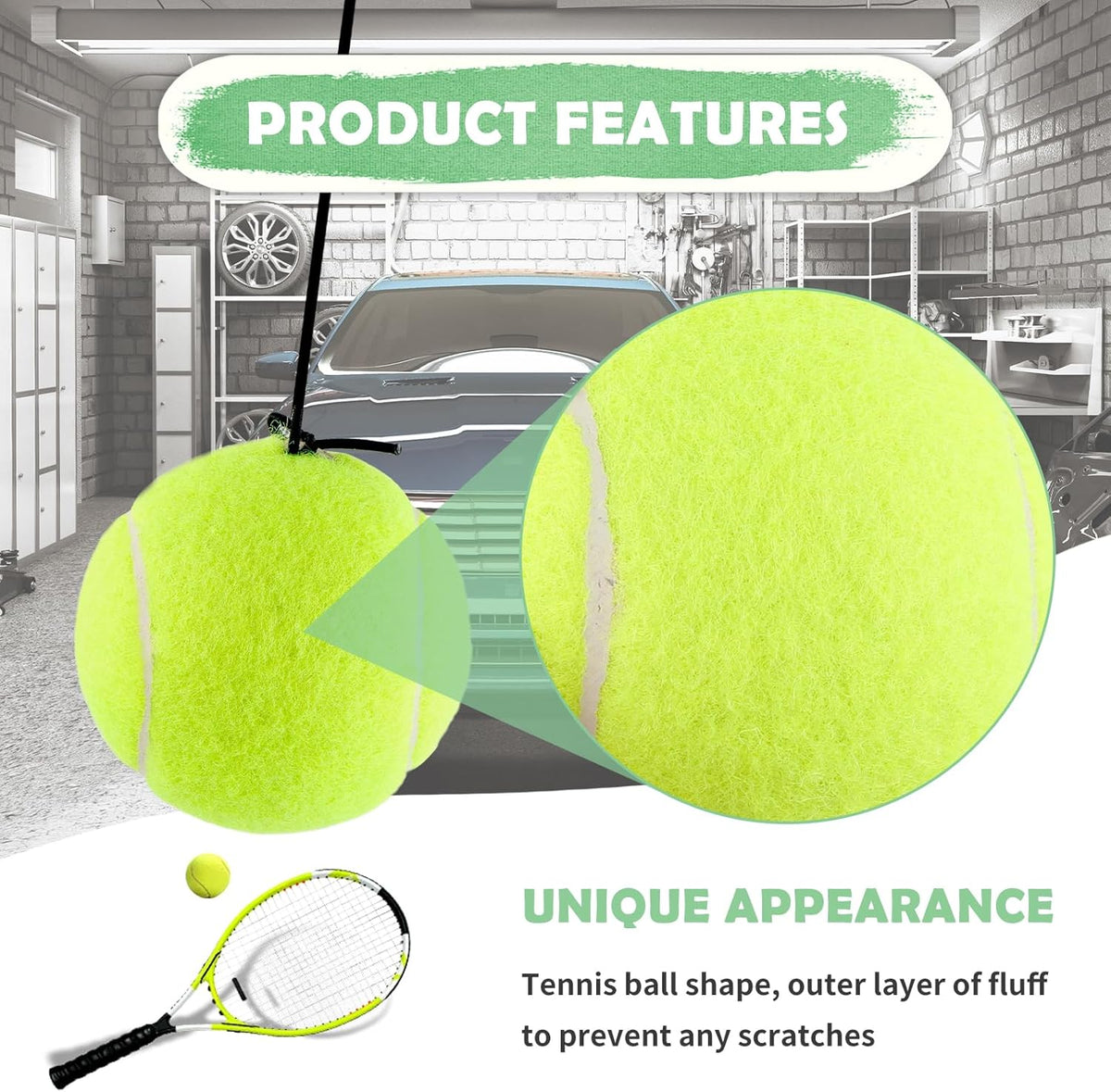2PCS Tennis Garage Parking Aid with Lanyard,Height Adjustable Parking Stopper for Garage for Guided Parking,Garage Parking Sensor Avoid Crash and Scratch Car Accessories (2PCS)