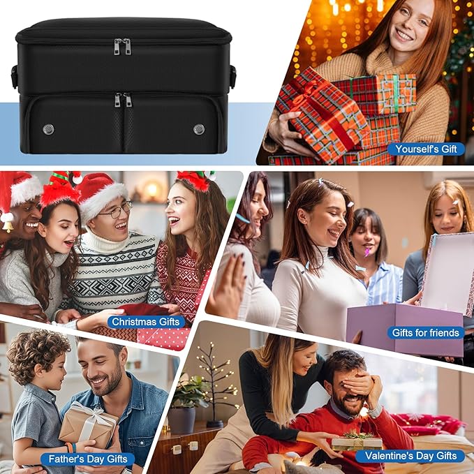 Golf Trunk Organizer for Car SUV with Shoe Compartment & Divider | 2-Layer Golf Storage Bag for Balls, Tees, Accessories | Waterproof Golf Locker Gift for Men, Dad, Golfers