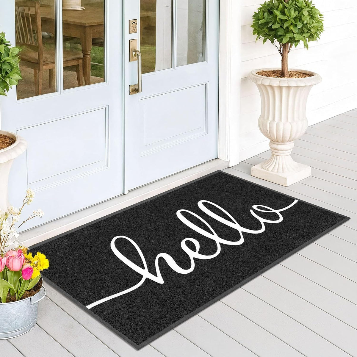 EARTHALL Funny Hello Mats Outside/Inside 59"x35", Front Door Mat Outdoor Entrance, Indoor Outdoor Mats for Home Entrance, Funny Doormat Outside/Inside Entrance, Front Porch Decor for Farmhouse