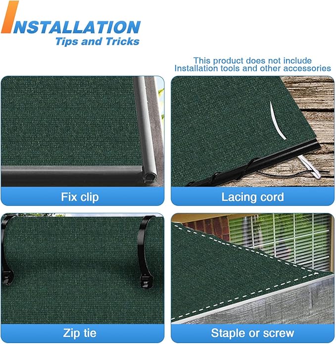 TANG Sun Shade Fabric Roll 8'x62' Shade Cloth for Garden Dark Green HDPE Mesh Shading Pergola Cover Replacement Canopy, 95% Blockage Sunshades for Outdoor Patio Backyard Plant