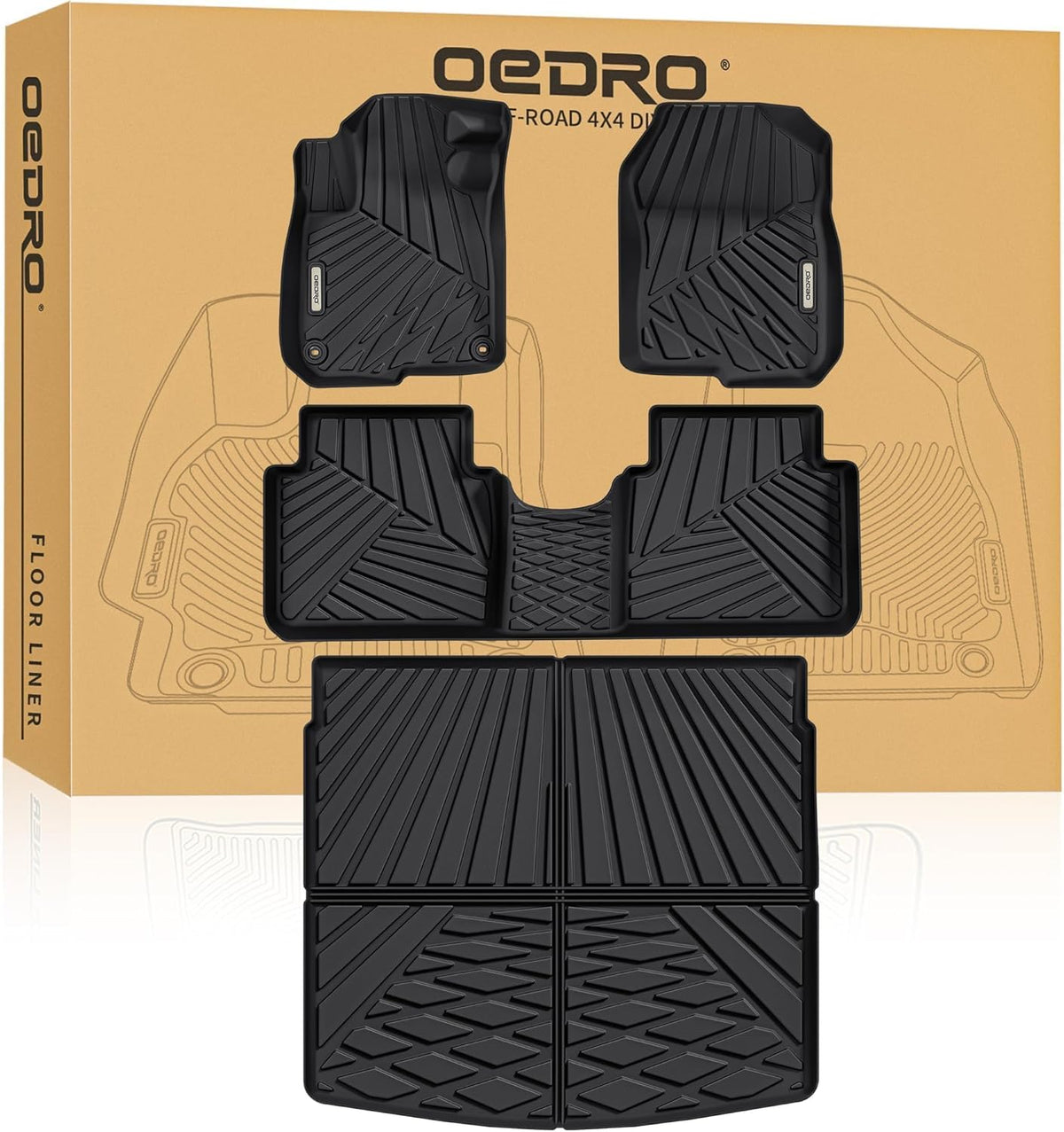OEDRO Floor Mats Fit for 2017-2022 Honda CR-V (NOT for Hybrid), TPE All-Weather Custom Fit for Front, Rear & Cargo Mat in Lower Position, Honda CRV Mats Accessories, Black