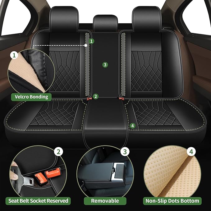 Bling Diamond Embroidered Seat Covers for Subaru Crosstrek 2016-2025 2026, Full Set 5 Seats, Sparkle Rhinestone Breathable Perforated Faux Leather Car Seat Covers for Women (Black)